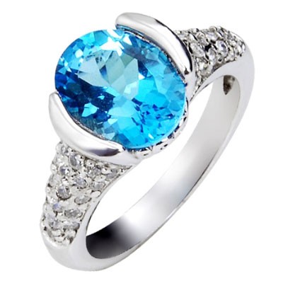 ... Jewelry  Topaz  3 Carat Topaz Gemstone Engagement Ring on Silver