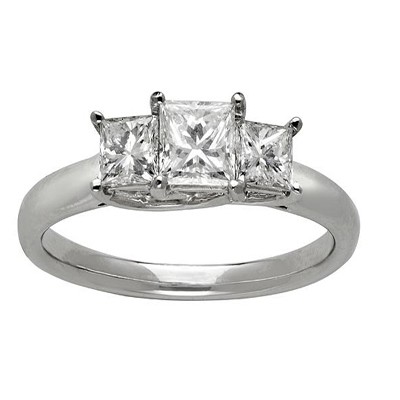 ... Trilogy Diamond Wedding Ring 0.25 Carat Princess Cut Diamond on Gold