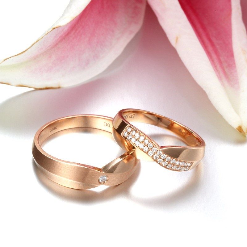 Handcrafted Marriage Rings Half Carat Diamond on 18k Gold - JeenJewels