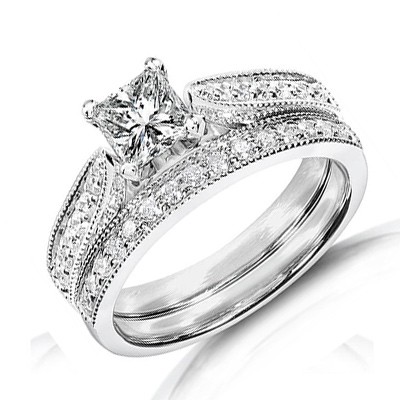 White gold wedding ring sets for cheap
