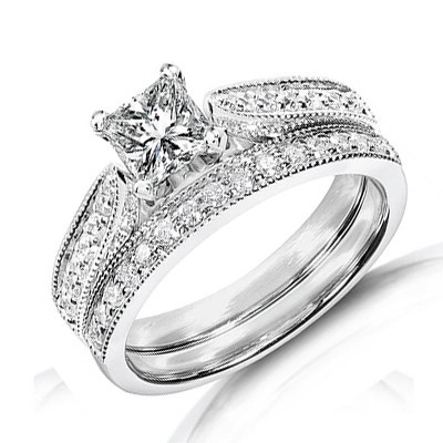 Pleasing Antique Wedding Ring Set Jeenjewels