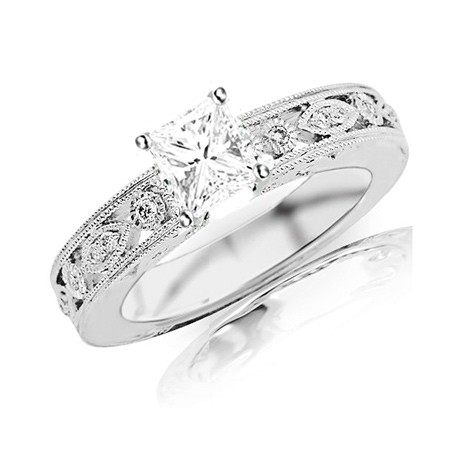 ... Rings  Glorious Antique Diamond Ring 0.50 Carat Princess Cut Diamond