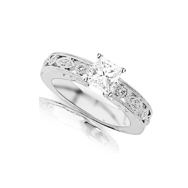 Inexpensive 12 Carat Princess Cut Antique Diamond Engagement Ring