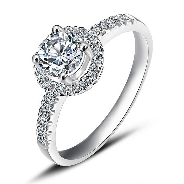 Luxurious Halo Cheap Engagement Ring 0 50 Carat Round Cut Diamond On