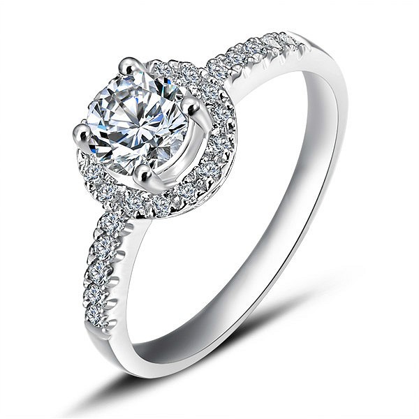 Luxurious Halo Cheap Engagement Ring 0.50 Carat Round Cut Diamond on