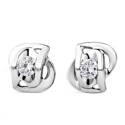 ...  Diamond Earrings  Unique Stud Diamond Earrings on 10k White Gold