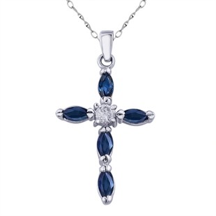 1 Carat Cross Sapphire Pendant Necklace on sale at cheap price for women - JeenJewels