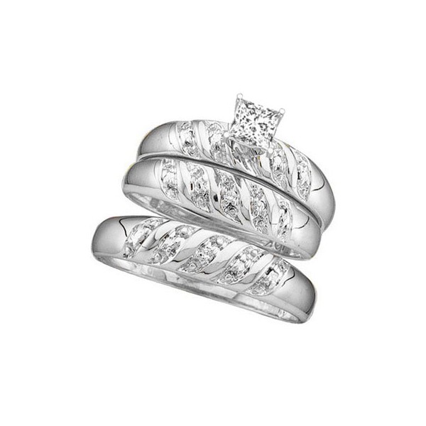 ... Wedding Ring Sets  1 Carat Trio Wedding Ring Set with His and Her