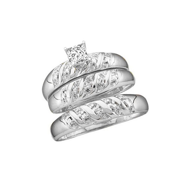 bridal sets trio wedding ring sets classic trio happy couples rings ...