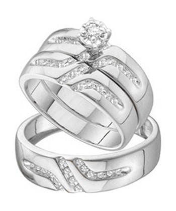 Affordable 1 2 Carat Trio Wedding Ring Set On 18ct White Gold