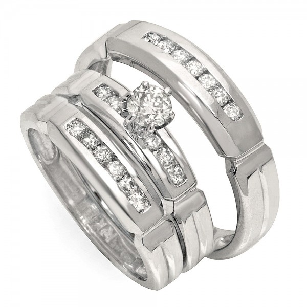 ... Sets  Affordable Half Carat Trio Wedding Ring Set for Him and Her