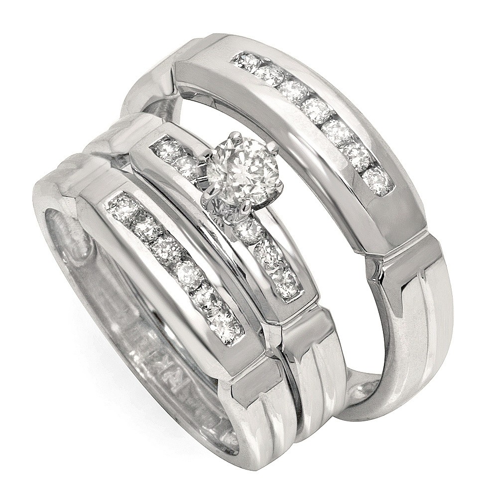 Cheap White Gold Wedding Rings Sets For Him And Her