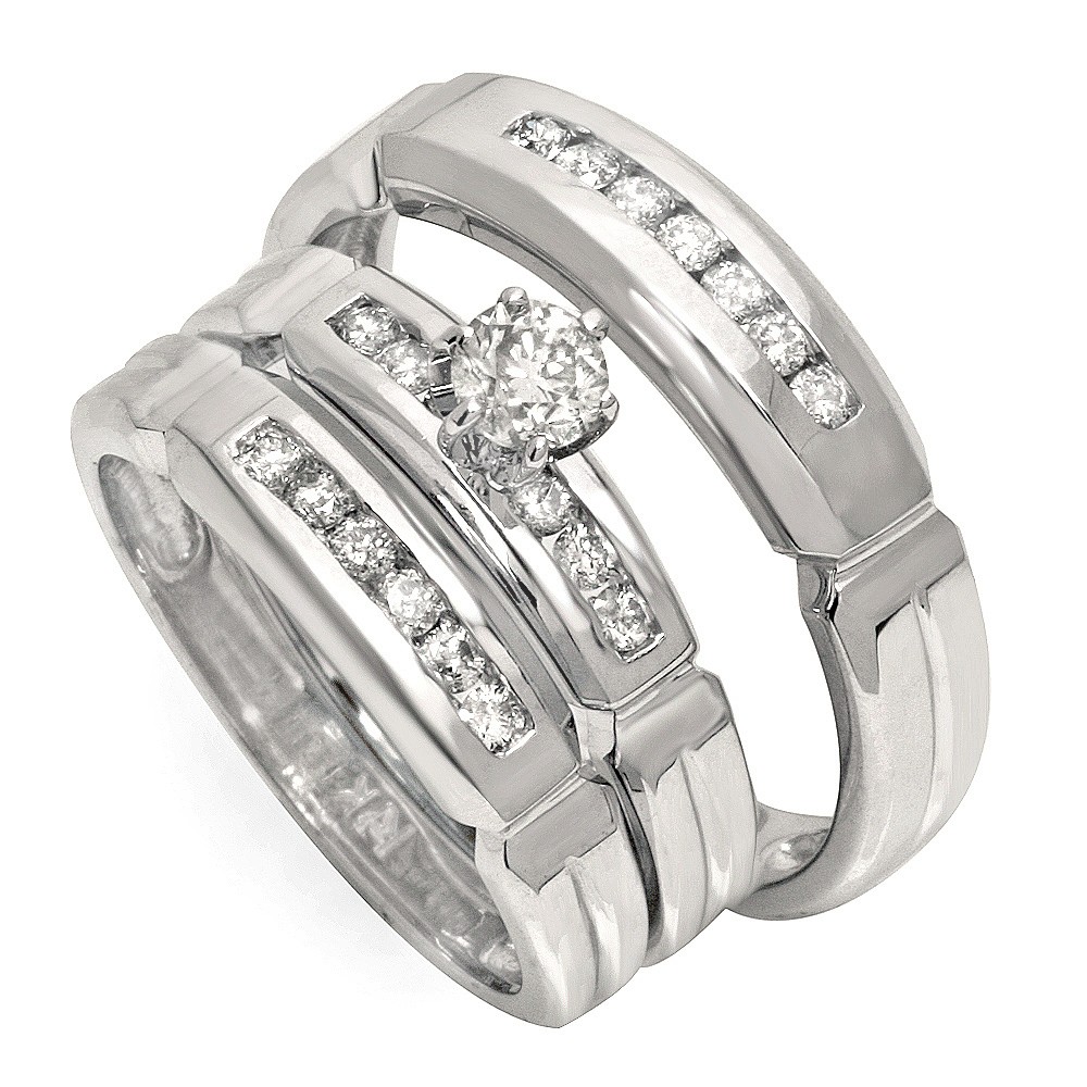 Cheap trio wedding rings sets