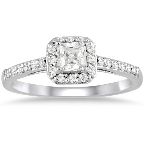 ... engagement rings gleaming halo diamond ring 1 00 carat princess cut