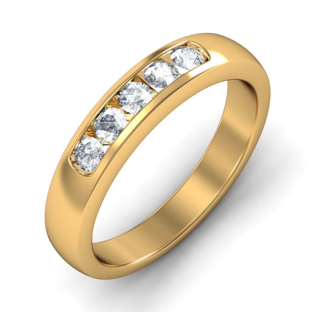 Half Carat Round Diamond Wedding Band in 18k Yellow Gold