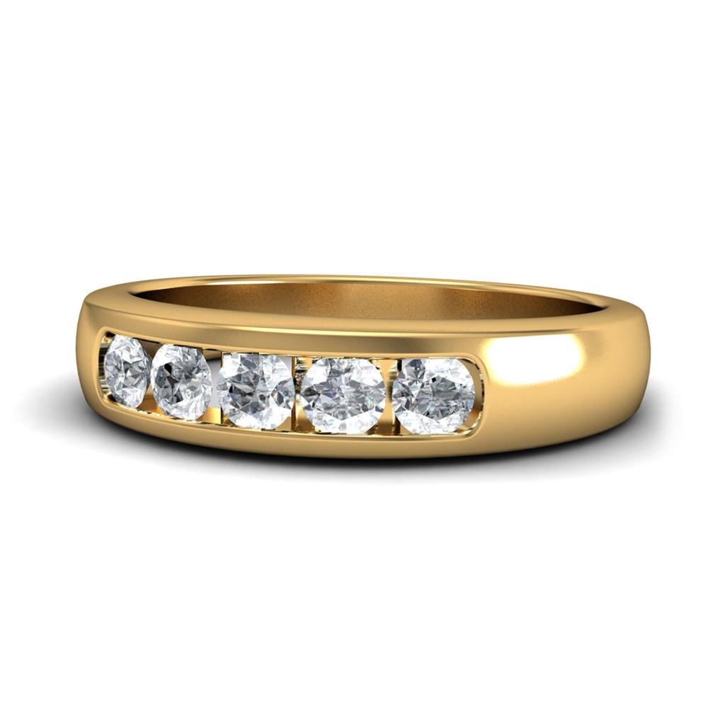 Half Carat Round Diamond Wedding Band in 18k Yellow Gold