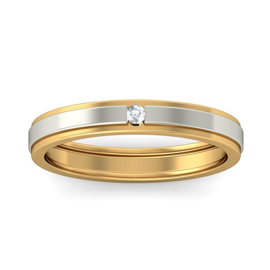 Affordable Round Diamond Wedding Band in Two Tone Gold