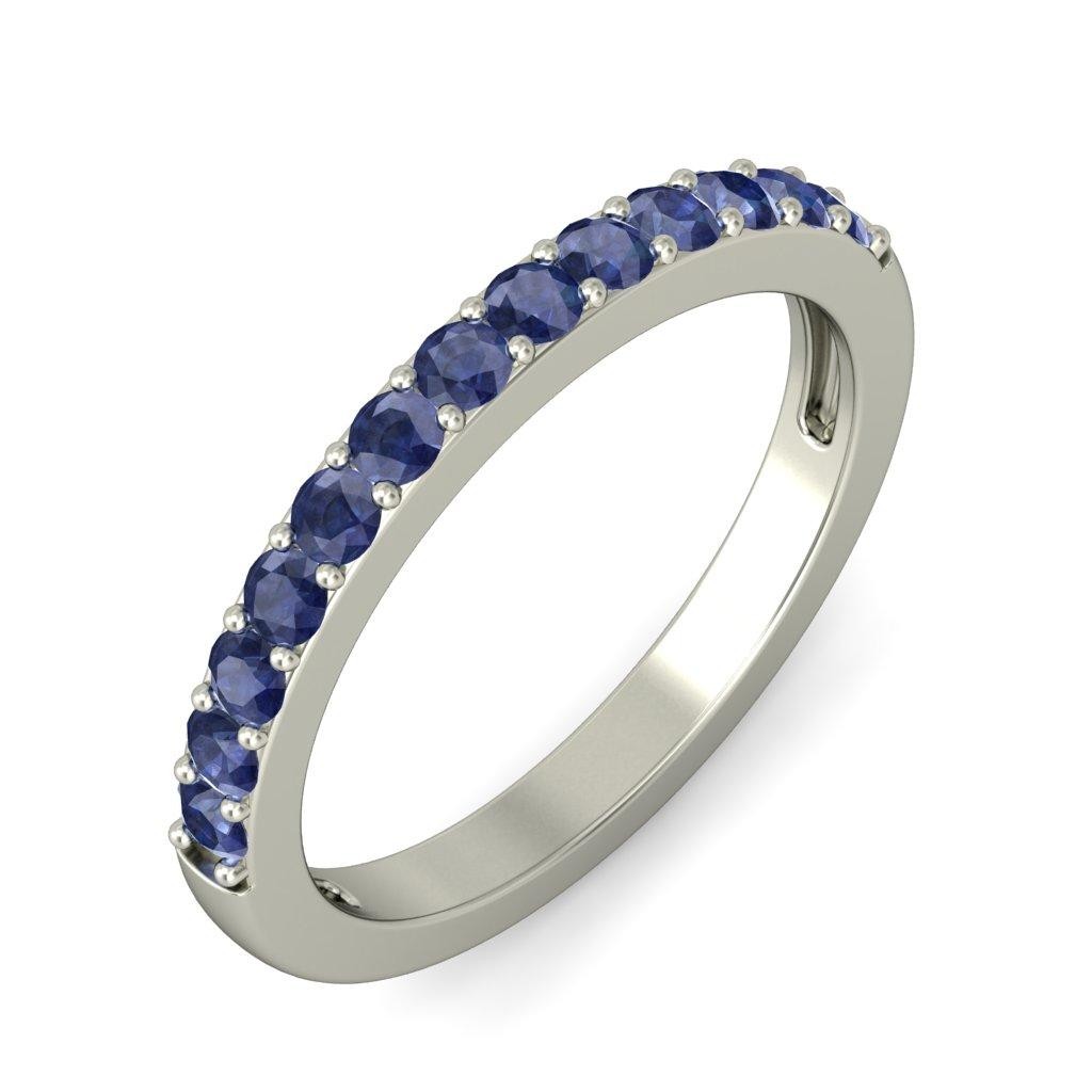1 Carat Sapphire Wedding Ring Band in White Gold JeenJewels