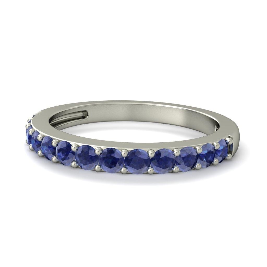 1 Carat Sapphire Wedding Ring Band in White Gold JeenJewels