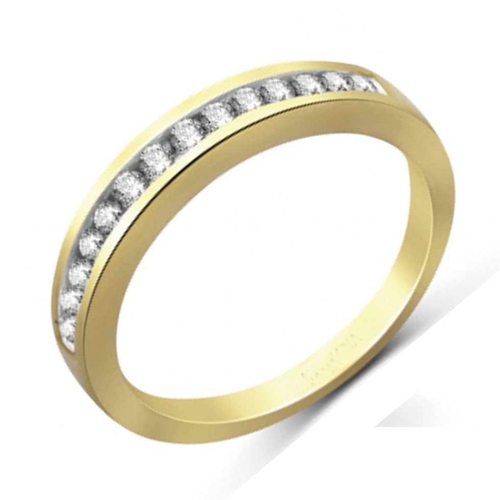 Channel Set Round Diamond Wedding Band in Yellow Gold