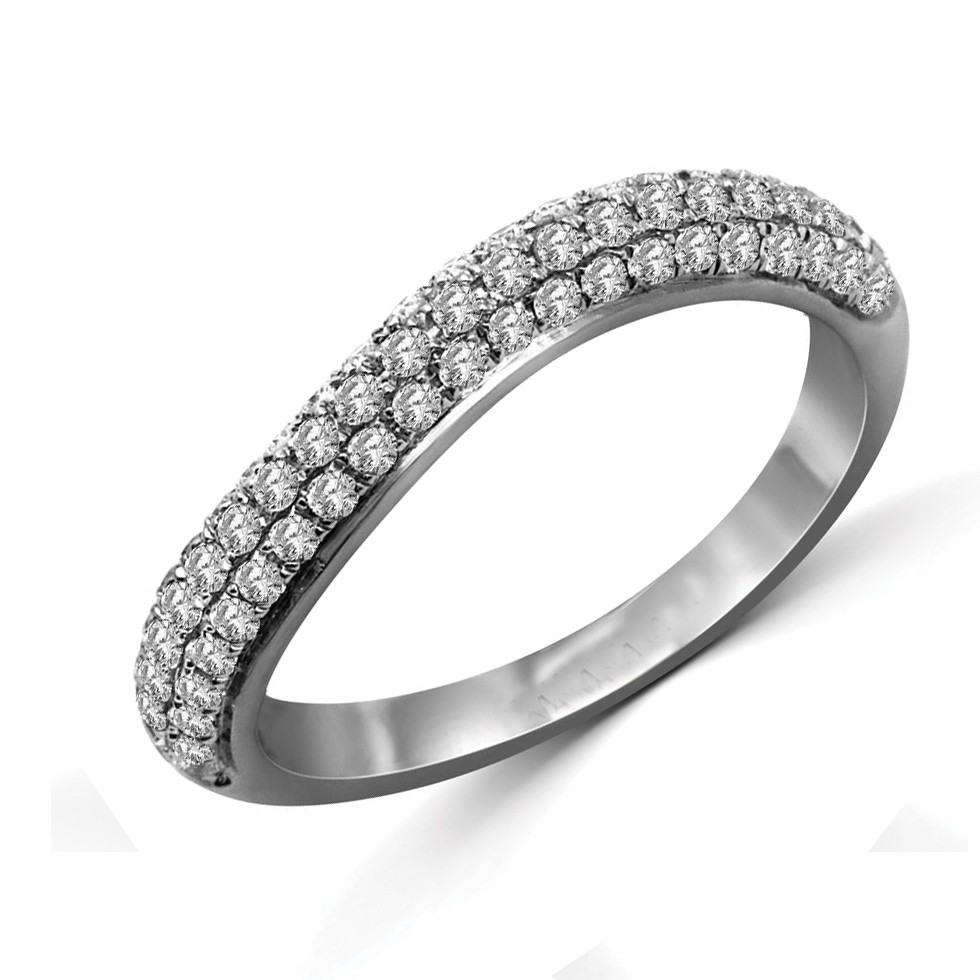 Curved Round Diamond Wedding Band for Her JeenJewels