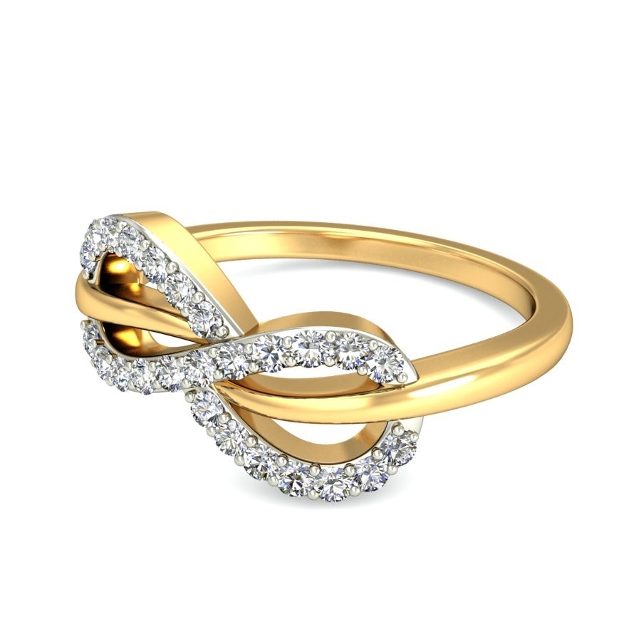 infinity design round diamond engagement ring in yellow gold