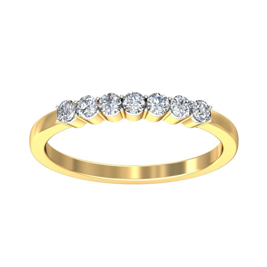 Beautiful Prong Set Round Diamond Wedding Band in Yellow