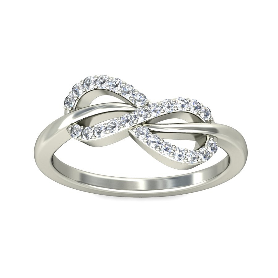 infinity design round diamond engagement ring in white gold
