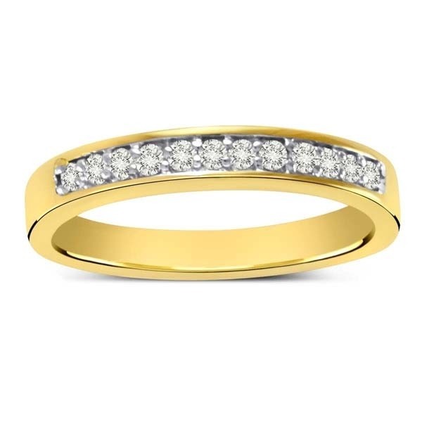 Pave Set Round Diamond Wedding Band In Yellow Gold Jeenjewels