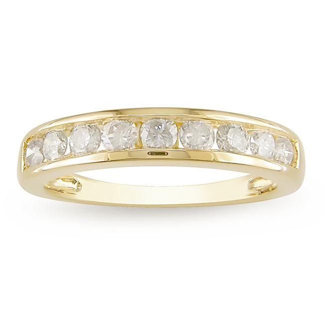 Half Carat Affordable Round Diamond Yellow Gold Wedding Band