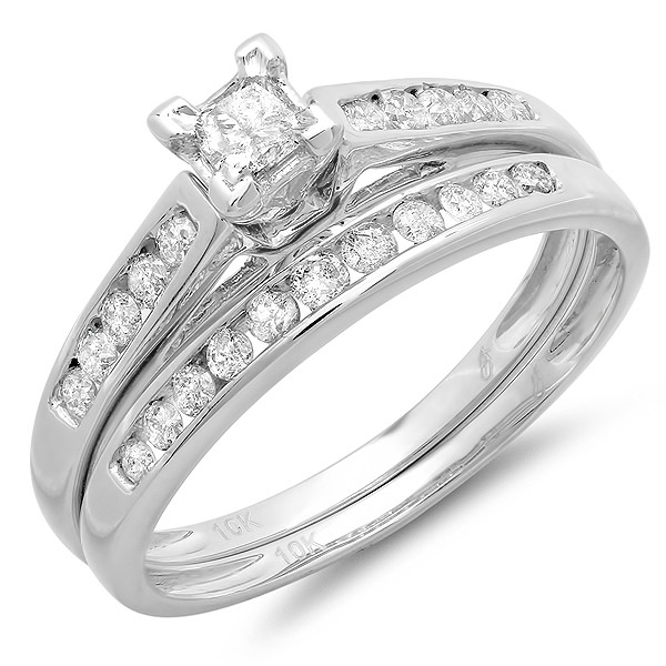 Perfect Cheap Diamond Bridal Ring Set 1 Carat Diamond On 10k Gold