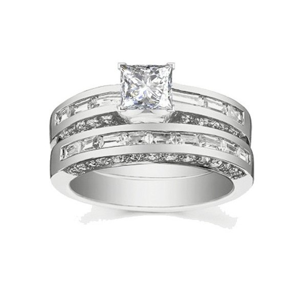 ... Sets  Bridal Sets  2 Carat Princess Diamond Bridal Set on White Gold