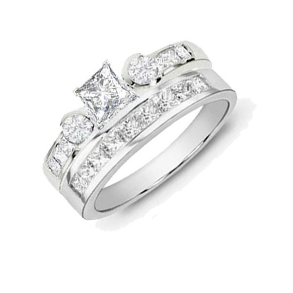 ... Sets  Unique 2 Carat Princess and Round Diamond Wedding Ring Set