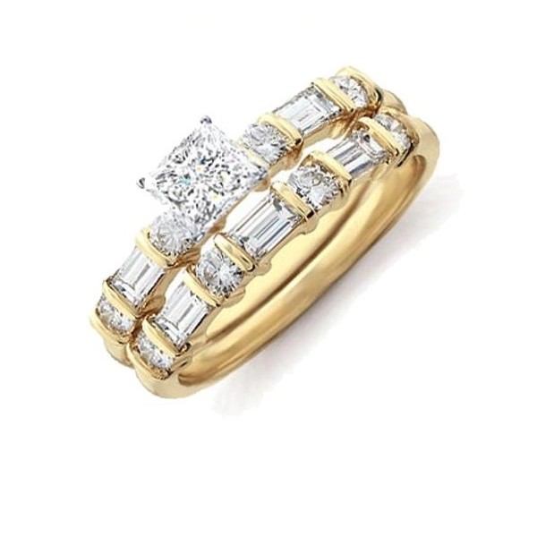 ... inexpensive diamond wedding set 2 carat princess cut diamond on gold