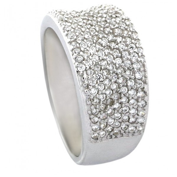 1 Carat Cubic Zirconia Pave Set Wedding Ring Band for Her