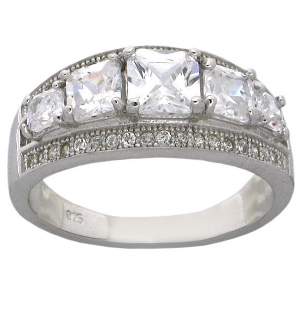 2.5 Carat Cubic Zirconia Unique 5 Stone Cushion Cut Engagement