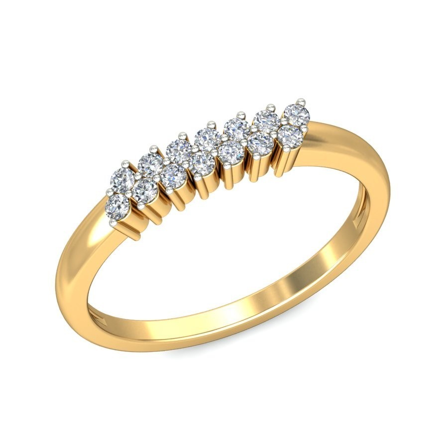 Double Row Diamond Wedding Band for Her in Yellow Gold