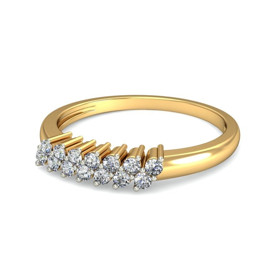 Double Row Diamond Wedding Band for Her in Yellow Gold