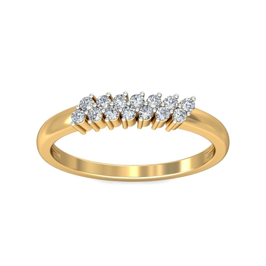 Double Row Diamond Wedding Band for Her in Yellow Gold