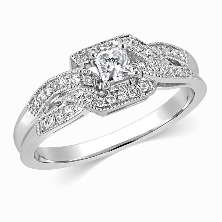 ... compare  Elegant Wedding Ring 1.00 Carat Princess Cut Diamond on Gold
