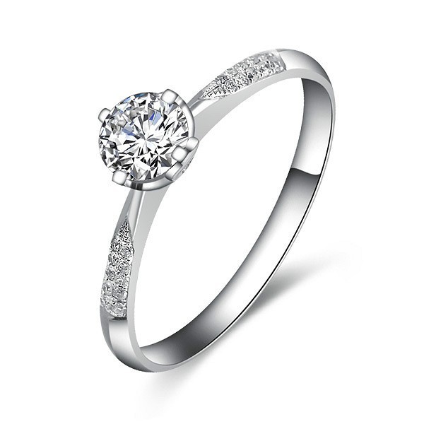 Elegant Diamond Ring 0.50 Carat Round Cut Diamond on White Gold - JeenJewels