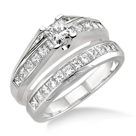 ... Princess cut Diamond Affordable Diamond Wedding Ring Set on 10K White
