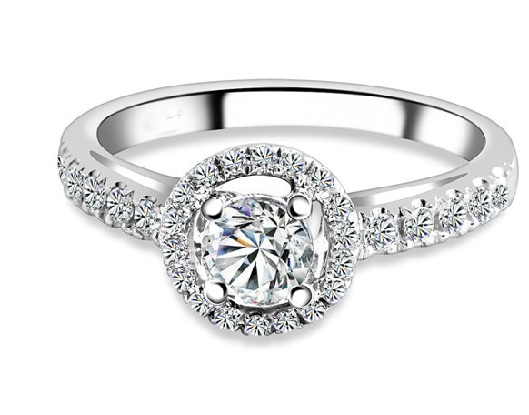 Luxurious Halo Cheap Engagement Ring 1.00 Carat Round Cut ...