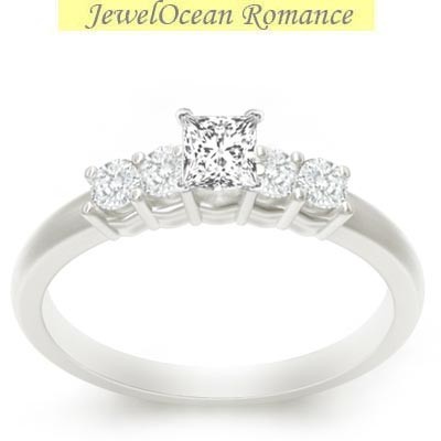 ... Diamond Wedding Ring 0.50 Carat Princess Cut Diamond on 10k White Gold
