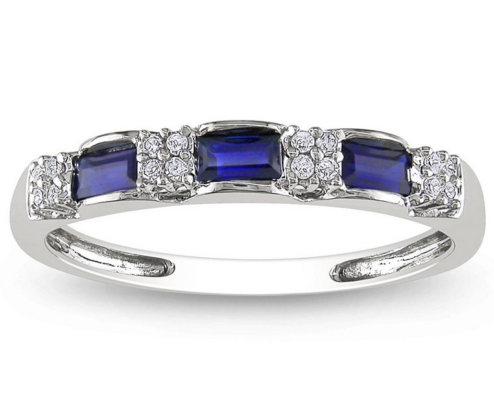 Beautiful Sapphire and Diamond Wedding Ring Band for Her