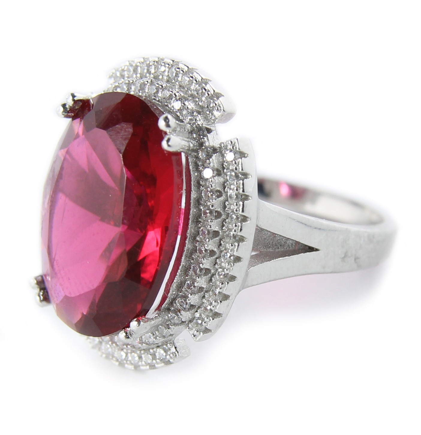 Huge 3.5 Carats Red Cubic Zirconia Antique Engagement Ring on Sale