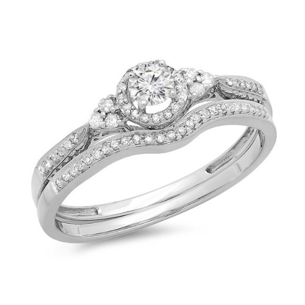... glorious diamond bridal set half carat round cut diamond on gold