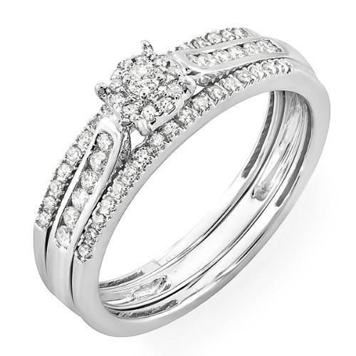 ... Carat Round Diamond Wedding Trio Ring Set for Women in White Gold