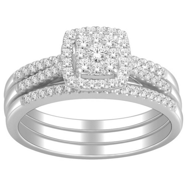 1 Carat Trio Wedding Ring Set For Her In White Gold Jeenjewels