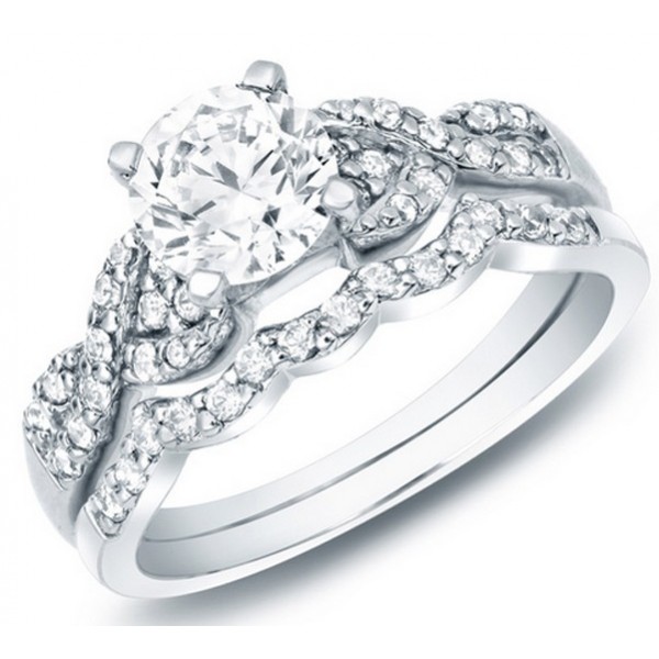 Delightful Cheap Diamond Wedding Set 1 Carat Round Cut Diamond on 10k Gold - JeenJewels